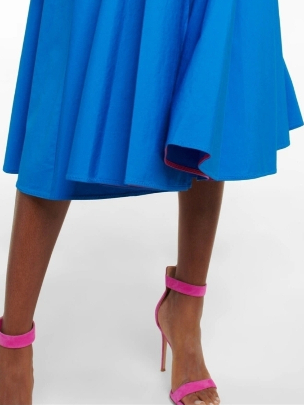 Roksanda Cobalt Blue Pleated w/ Pink Trim | N Bell-Sleeve NWT Midi Dress Size 4 - Picture 6 of 16